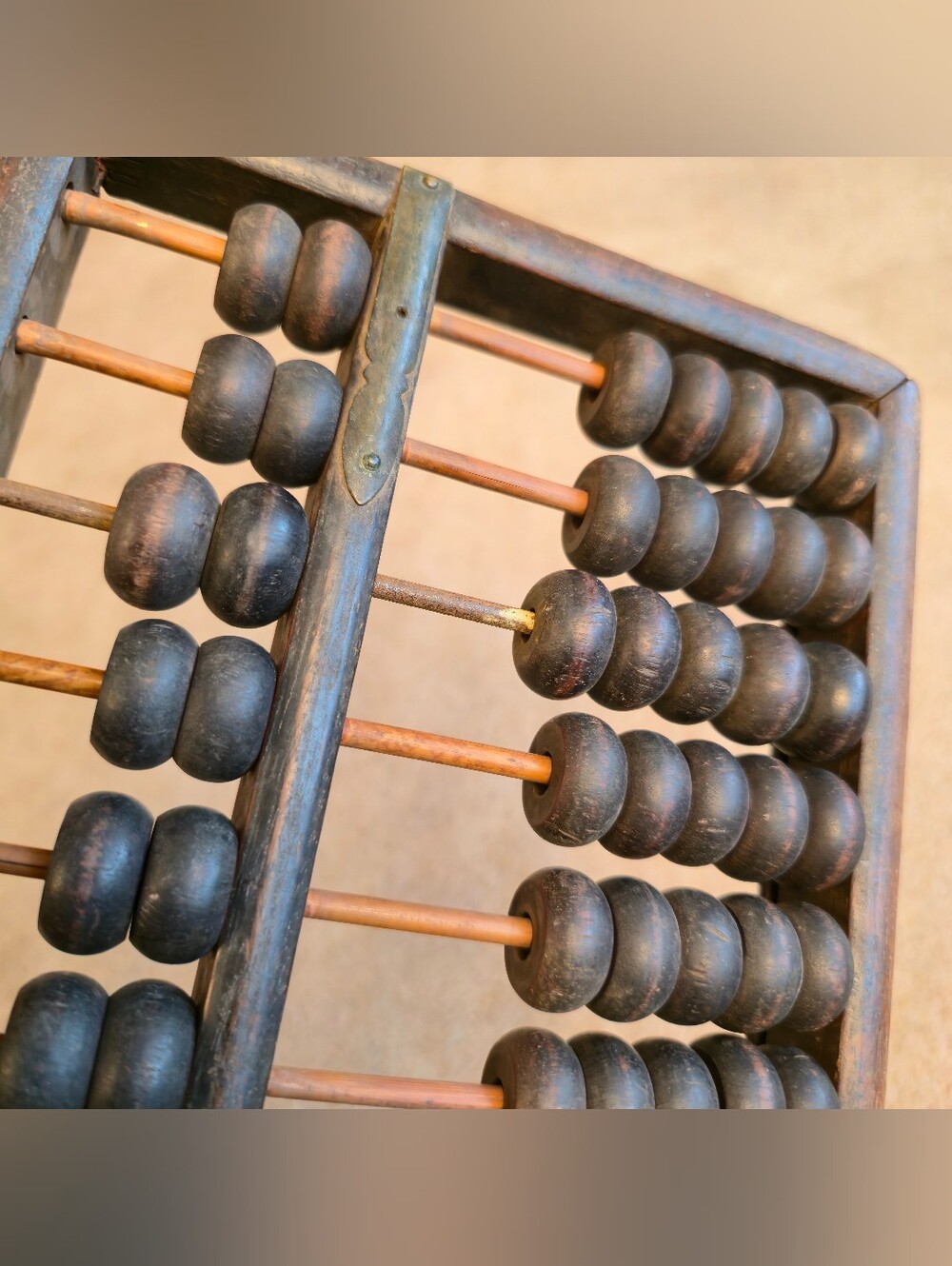 Vintage Chinese Wood Abacus Suanpan 13-Rod 2:5 Bead Configuration - Picture 8 of 8